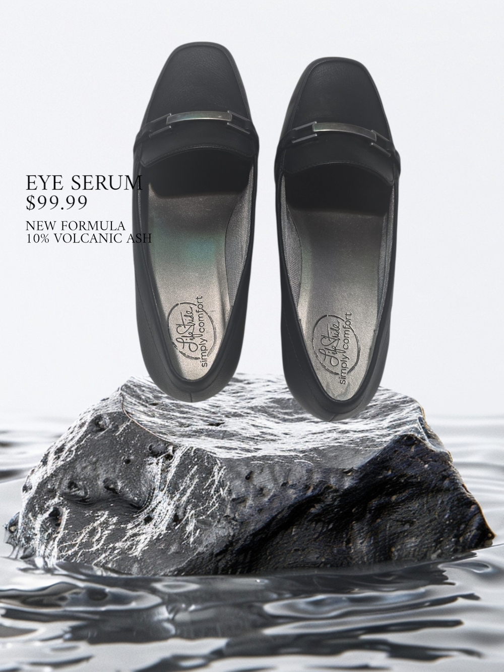 Women's Black Leather Slip-On Loafers